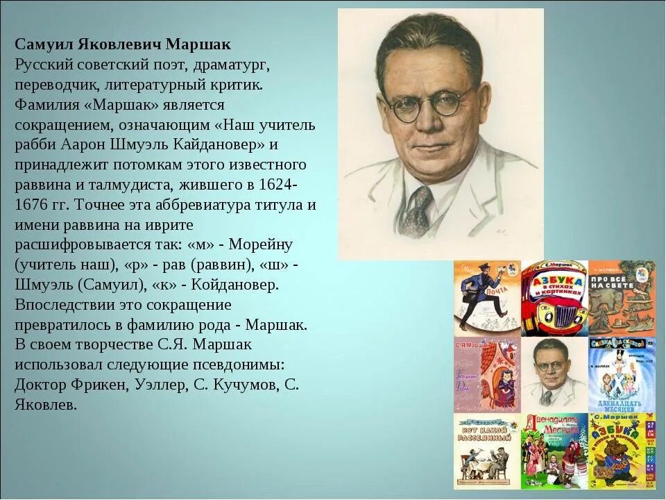 Фамилия имя маршака. География Самуила Яковлевича Маршака.