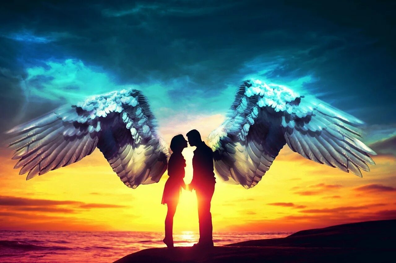 На крыльях любви 2. Влюбленные с крыльями. Пара с крыльями. Мужчина и женщина с крыльями. Красивые Крылья.