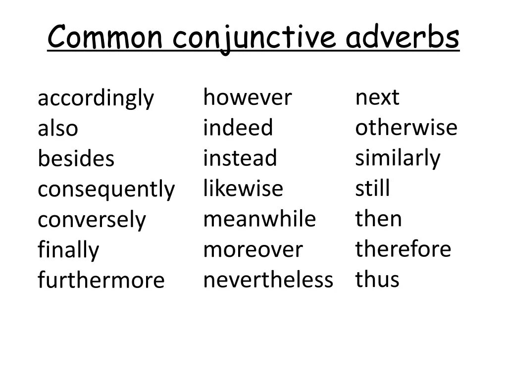 However therefore. Conjunctive. Common conjunctive adverbs. Adverbial conjunction в английском. Conjunction adverbs.