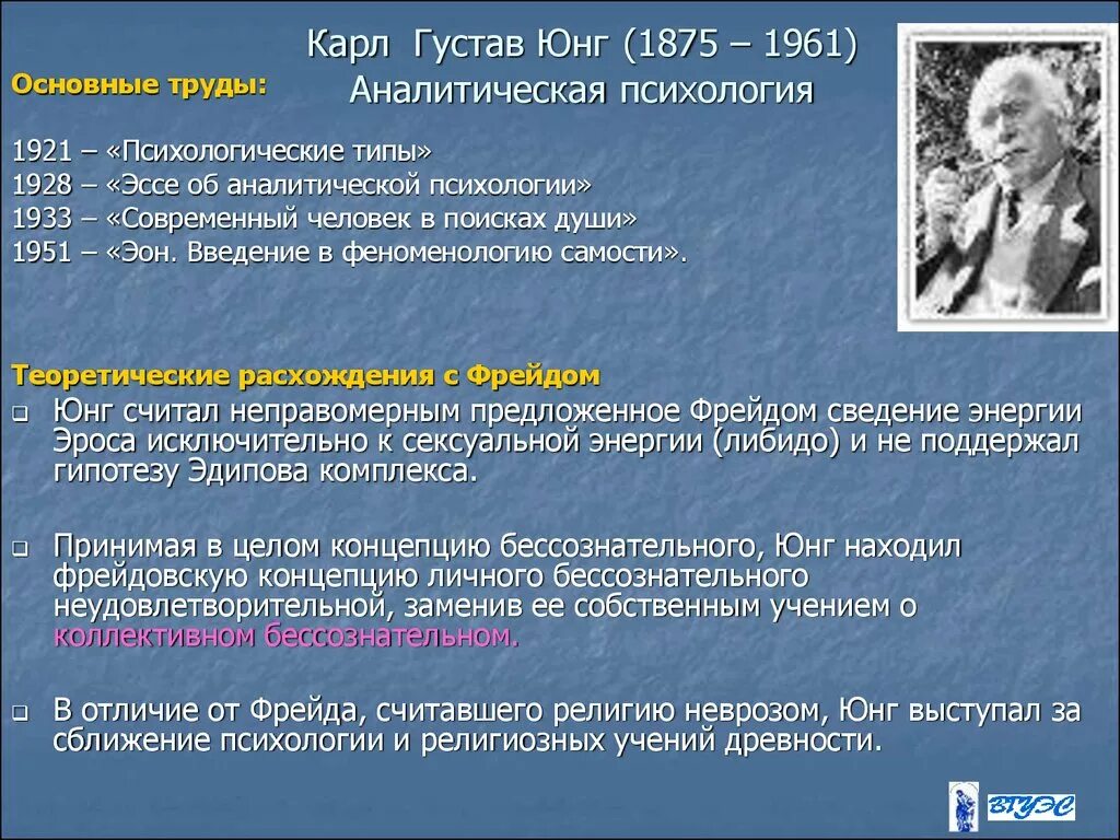 Юнг направление. Аналитическая психология к.Юнга (1875-1961)..