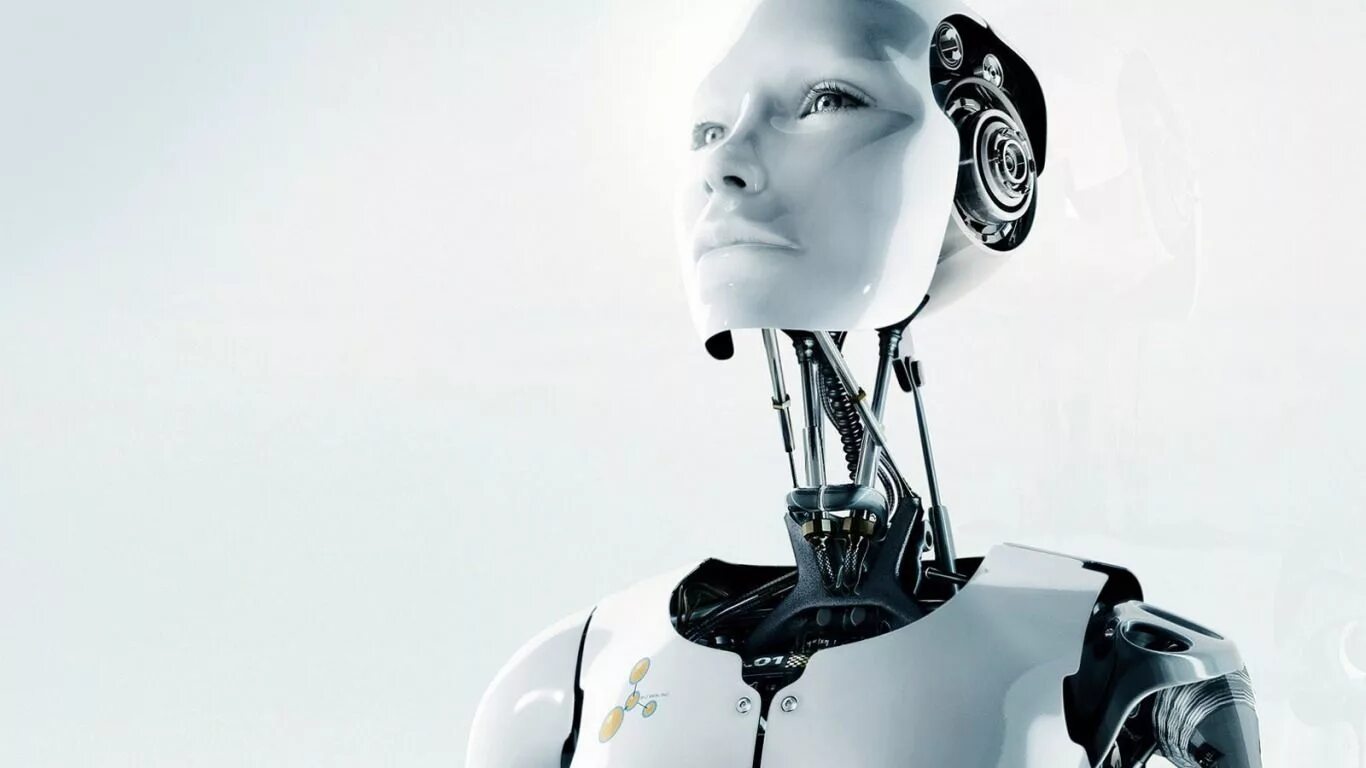 Робот с искусственным интеллектом. Робот человек. Красивый робот.