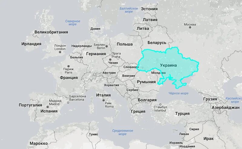 Карта Украины с европейскими странами. Карта Украины и близлежащих стран Европы и России.