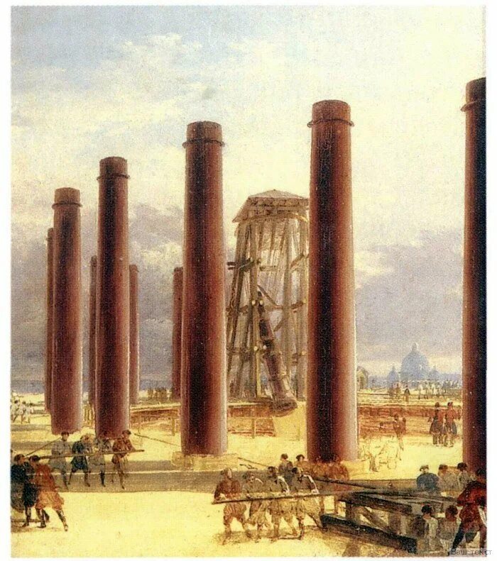 Колонна в прошлом 5 букв. 1828 Г. - установлена первая колонна Исаакиевского собора. Монферран колонны Исаакиевского собора.