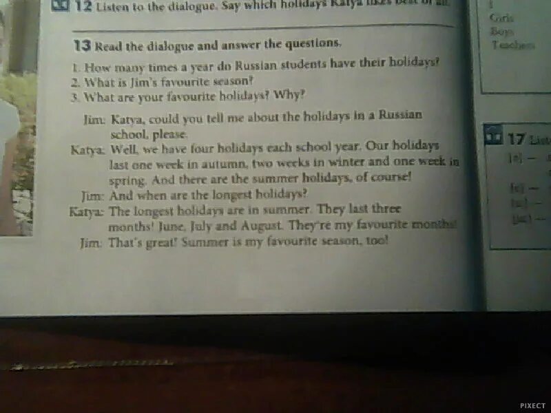 Are there holidays in a year. Listen and read the Dialogue. Listen to the Dialogue Sports. Take roles and read the Dialogue. Read the Dialogue between Sarah and Emily they.