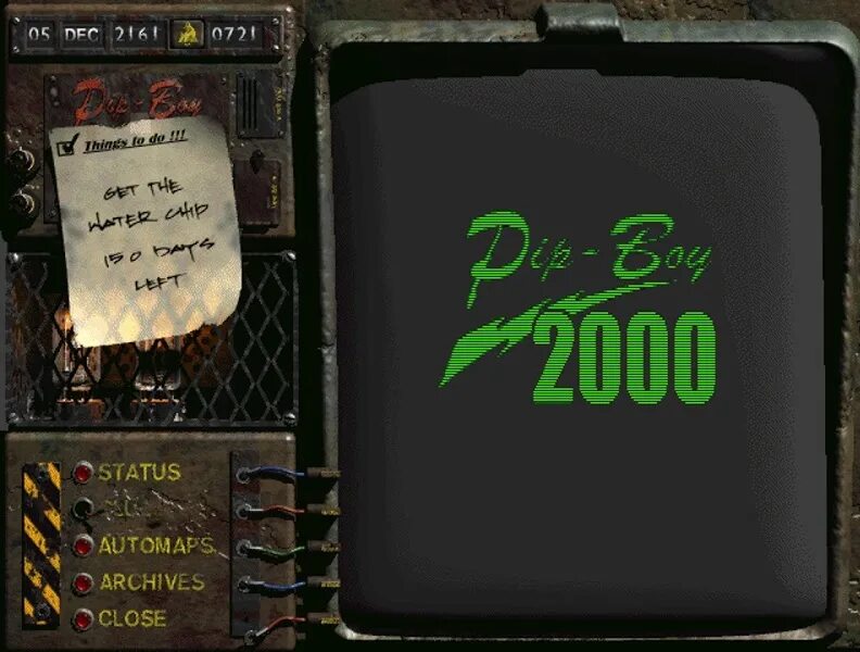 Fallout 1 время. Интерфейс пип боя 2000. пип бой 2000. интерфейс фоллаут 1. fallout 1 pip boy.
