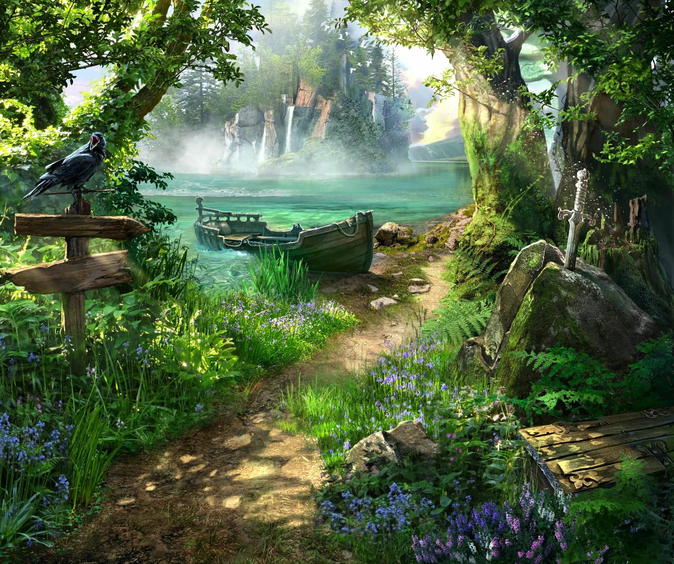 Пейзажи в стиле фэнтези. Загадочный пейзаж. Фэнтези пейзажи. Фон сказка. Сказочная местность.