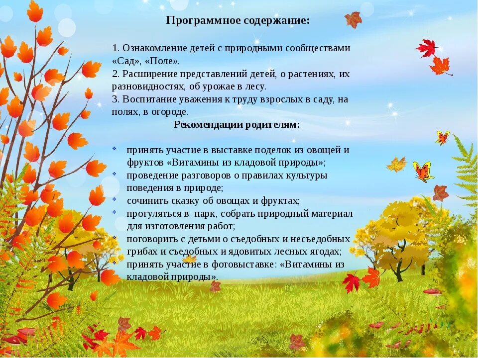Конспект экскурсии природы