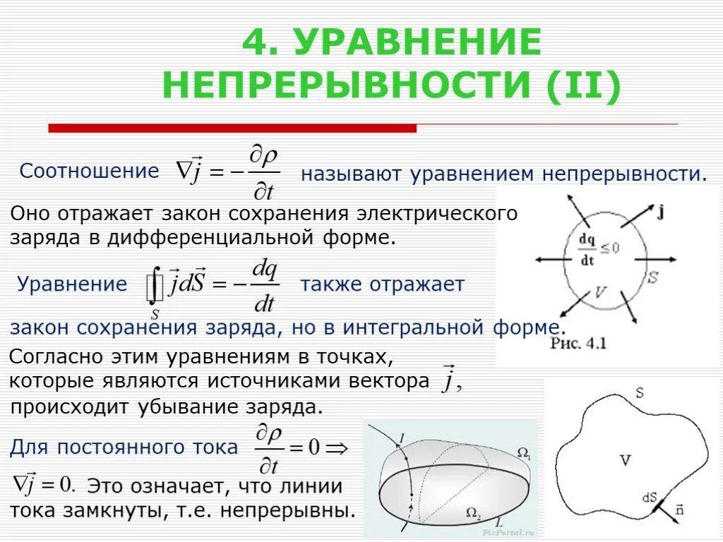 Закон сохранения заряда в дифференциальной форме. Закон сохранения электрического заряда в дифференциальной форме. Закон сохранения заряда в интегральной и дифференциальной форме. Уравнение непрерывности.