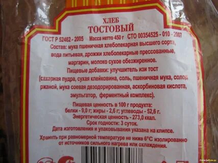 Сколько весит тостовый хлеб