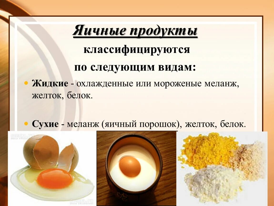 Классификация яичных продуктов. Яйца и яичные продукты. Товароведение яиц и яичных продуктов.