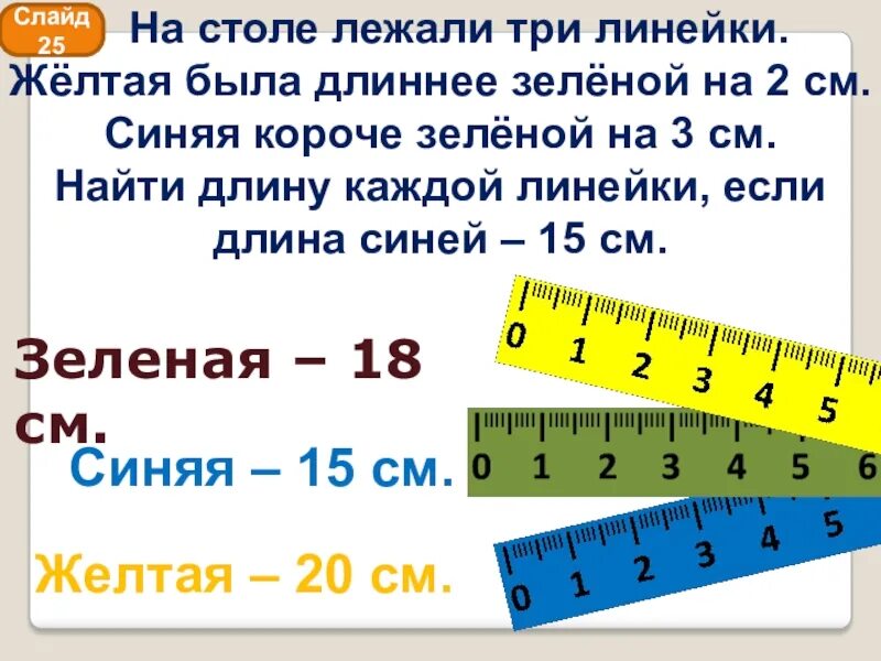 Лежащую на столе линейку. На столе лежали три линейки. на столе лежали три линейки желтая была длиннее. длинная линейка короткая линейка. два сантиметра на линейке.