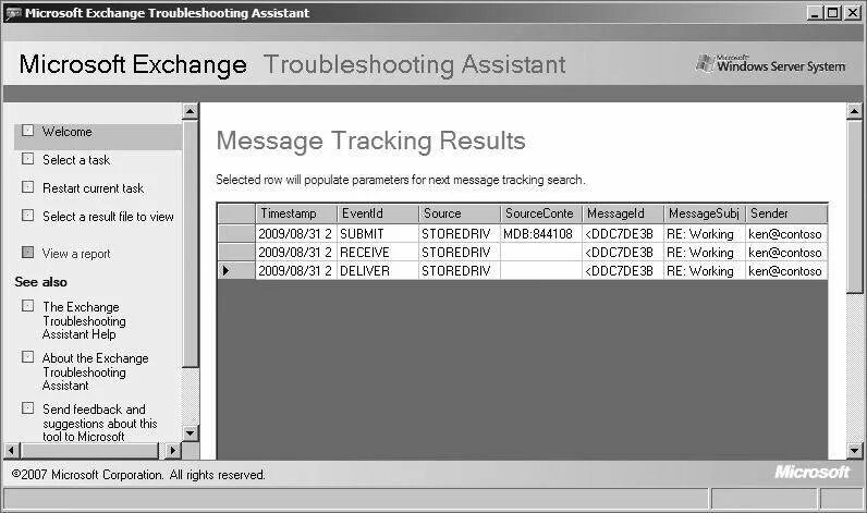Get messagetrackinglog