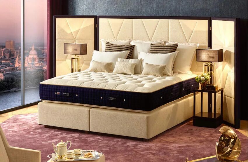 Рейтинг качества кроватей. Кровать Vispring. Шикарная кровать. Шикарная двуспальная кровать. Красивая кровать двуспальная.