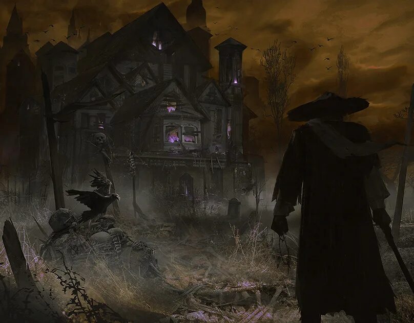 Адепт адам пшехшта арты. Деревня чумы. Разрушенная деревня арт. Мрачное средневековье. Мрачный средневековый город арт.