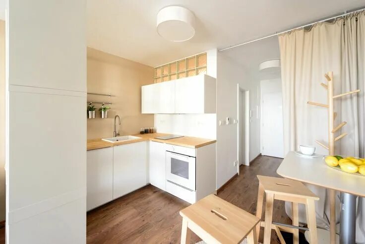 Ikea interior of one-room apartment, Bratislava, Slovakia RULES architects
