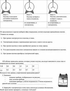 Контрольная работа 3 по теме электрические явления