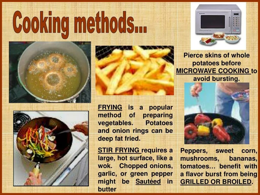 Текст cooking. Презентация Cooking. Methods of Cooking таблица. Cooking methods презентация. Food. Cooking methods.