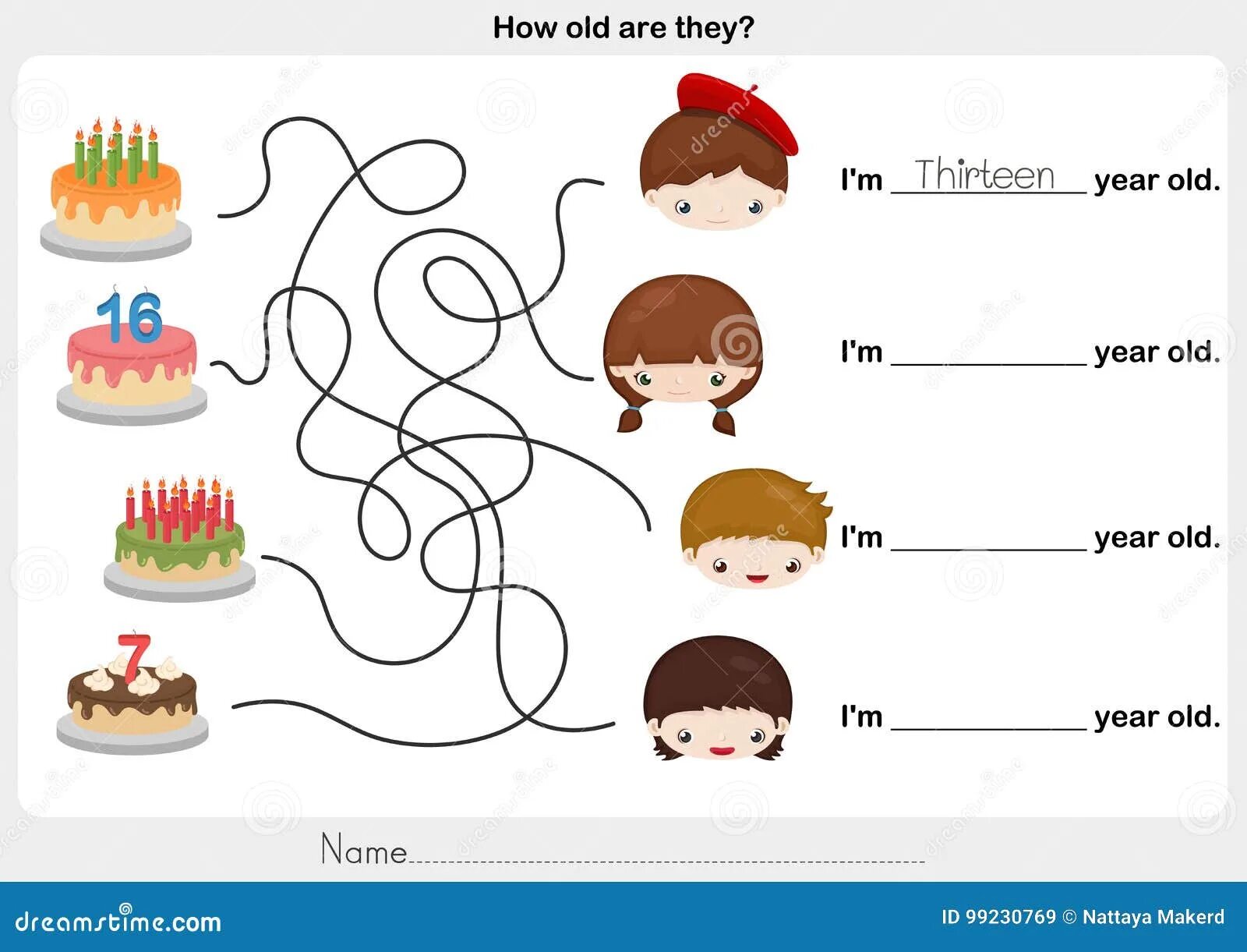 How old are you worksheet. How old are they. cake worksheets for kids. happy birthday cake worksheets. how old are you birthday cake worksheets.