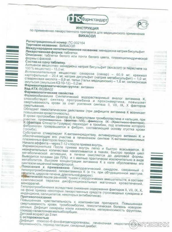 Применение викасола при месячных