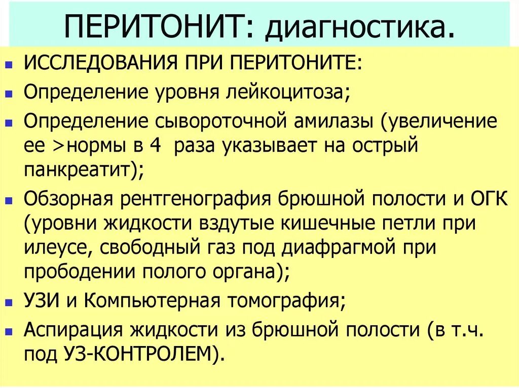 Диагностика перитонита