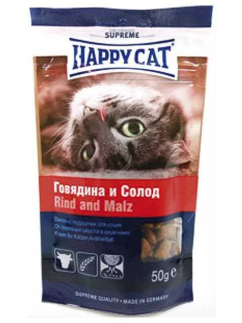 Подушечки для кошек. Лакомые подушечки /говядина солод/ &quot;хэппи кэт&quot; - 50 г. happy cat подушечки говядина и солод 50г. лакомство для кошек happy cat (хэппи кэт) подушечки говядина и солод 50г. happy cat подушечки говядина солод.