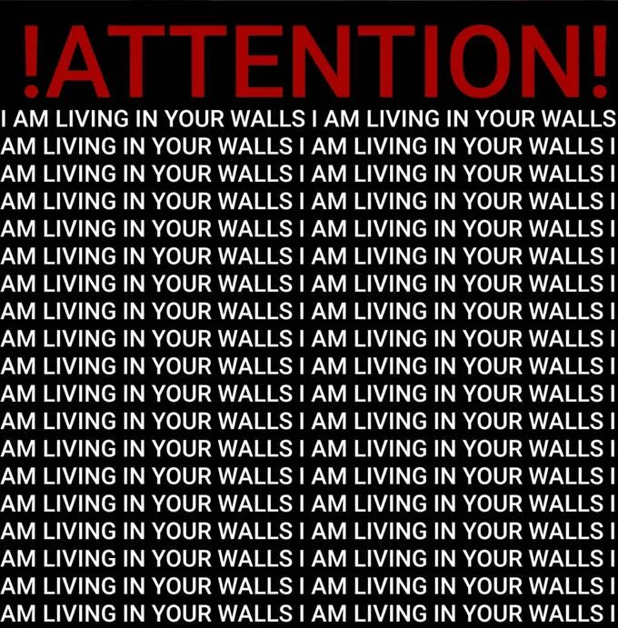 I m in your side. Im live in your walls. i&#039;m living in your walls. i am inside your walls. i live inside your walls.