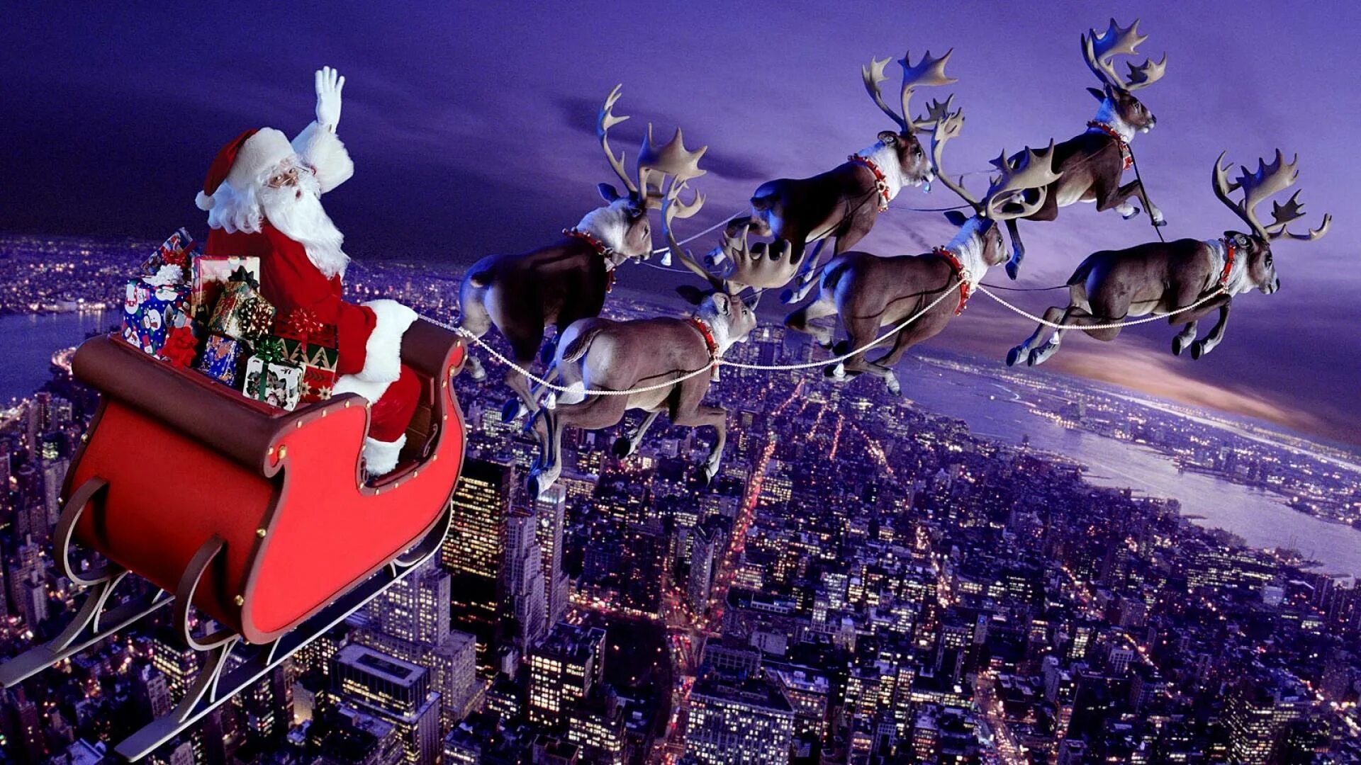 Новый годом все случится. Олени в упряжке Санта Клауса. Олени Санты. Олени Деда Мороза.