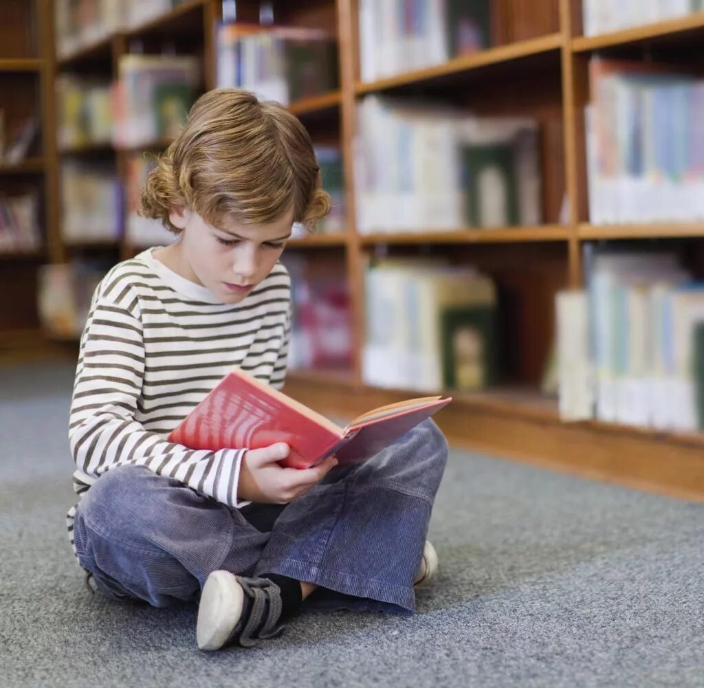 The boy reads book