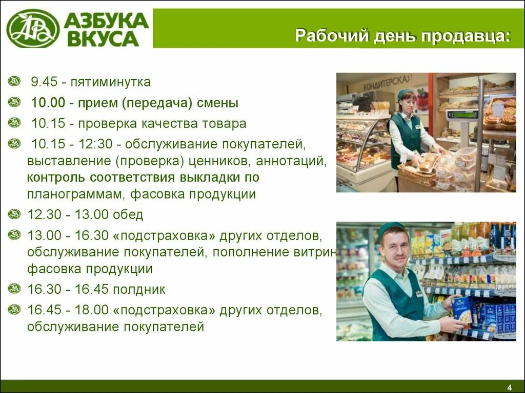 Распорядок дня продавца. Азбука вкуса продавец. Распорядок дня продавцов в супермаркете. Распорядок рабочего дня продавца продуктового магазина.