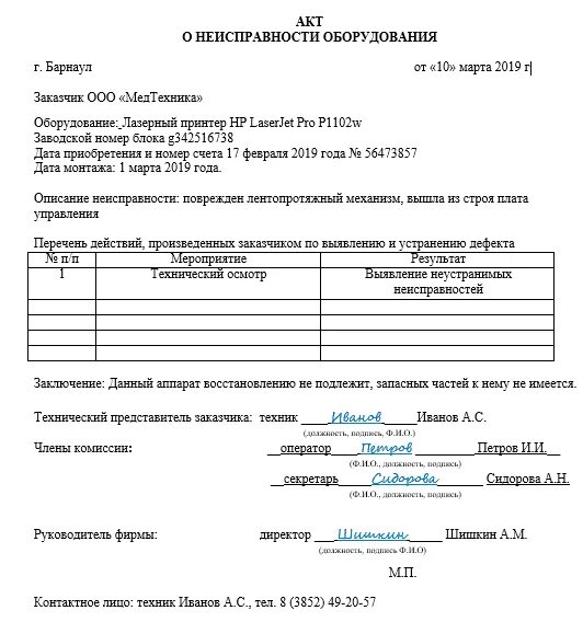 Акт электропроводки. Акт о неисправности станка образец. Акт фиксации поломки оборудования. Акт о неисправности оборудования образец заполнения. Пример акта о неисправности оборудования.