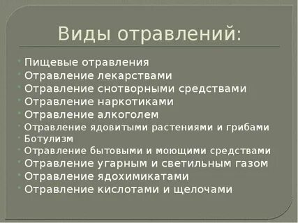 Острыми называют отравления