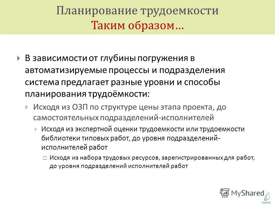 Планирование работы исполнителей. Планирование работы исполнителей
