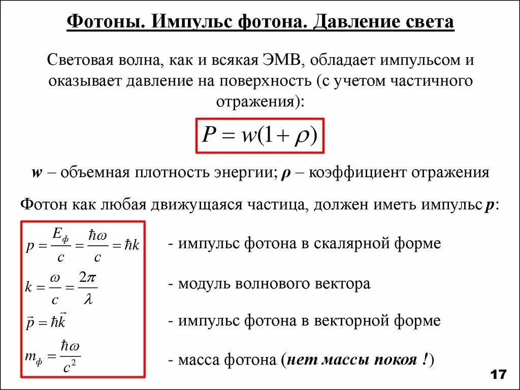 Световое давление. Формула светого давления. Фотоны давление света. Световое давление формула.