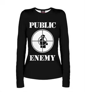 Женский лонгслив с притом Public Enemy цвета Белый. 