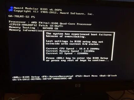 Press enter setup to recover bios setting