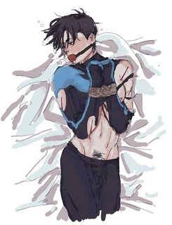 nightwing, batman (series), dc, dc comics, ball gag, before rape, before se...