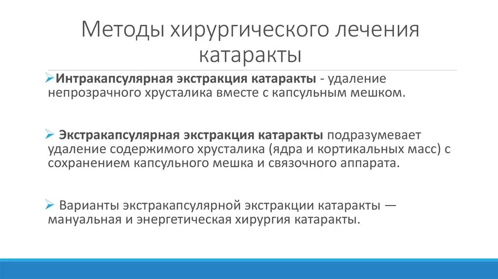 Методы хирургического лечения катаракты. Лечение хирургическим способом. Назовите современные методы удаления катаракт:. Способы удаления хрусталика.