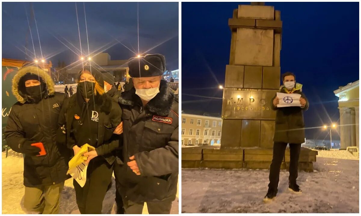 Выйти против войны. Протесты в Кирове. Митинг против войны. Военная полиция на Украине. Сотрудницы полиции на митинге.