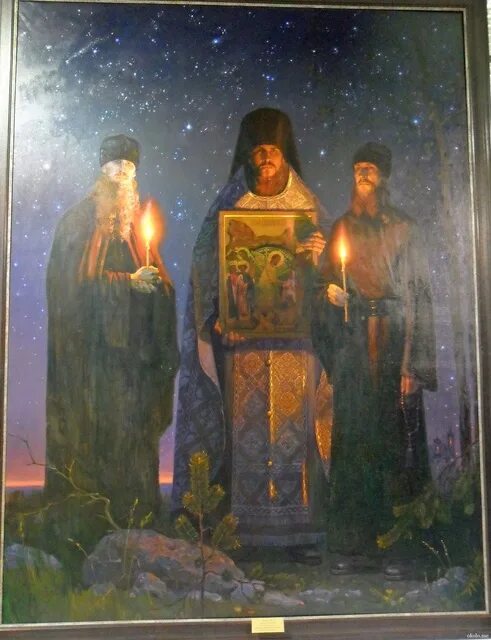Оптинские новомученики Ферапонт. Икона убиенных монахов Оптиной пустыни.