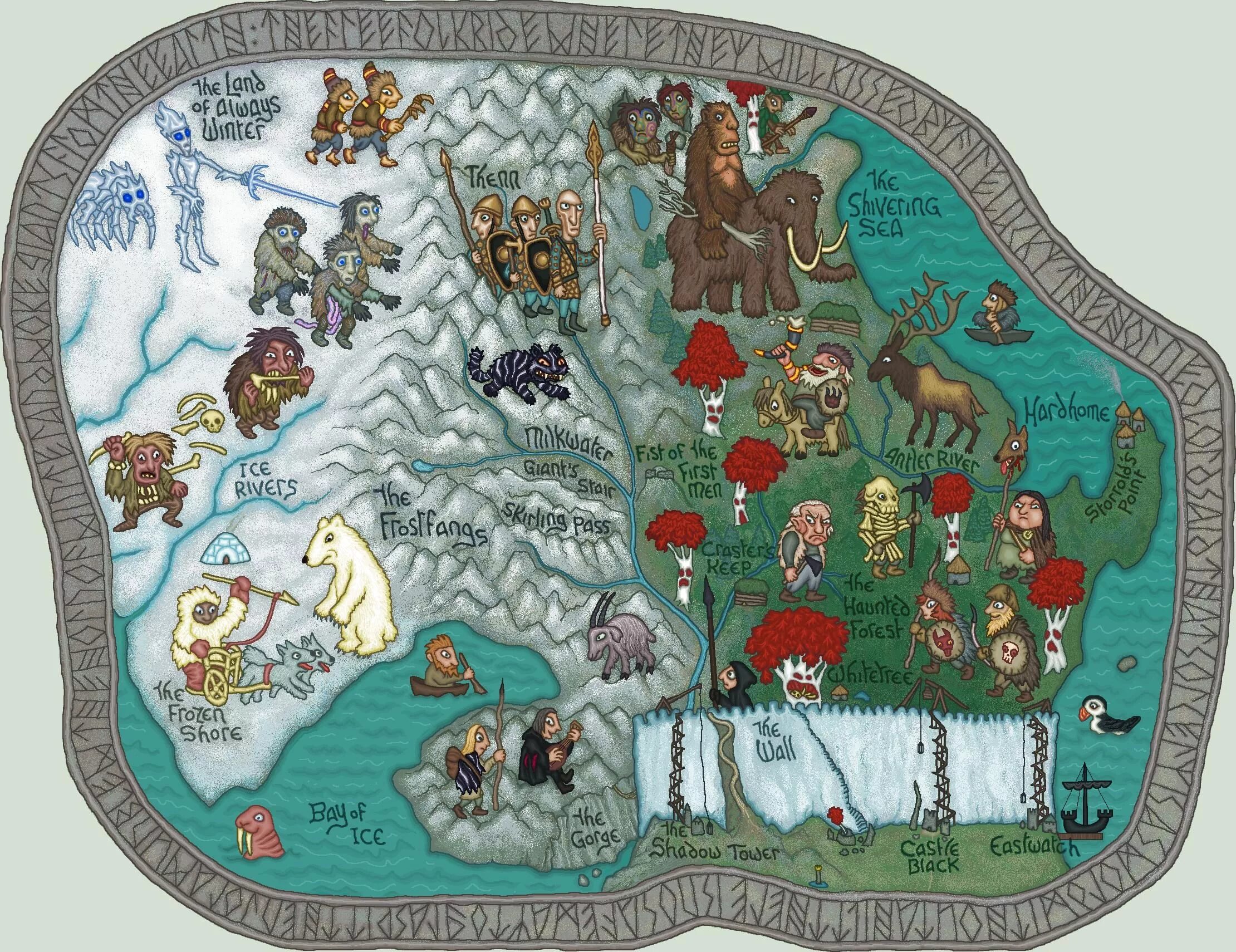 Младшая карта в игре. Карта Вестероса за стеной. Карты Вестероса Дж.и. Фуллертона.