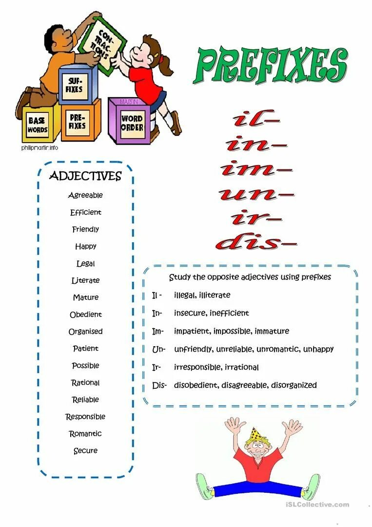 Make this adjectives negative using prefixes