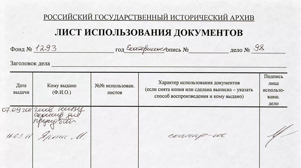 Организация учета использования документов архива суда. Лист использования документов заполненный. Лист использования документов образец заполнения. Лист использования дела в архиве. Лист использования документов архива.