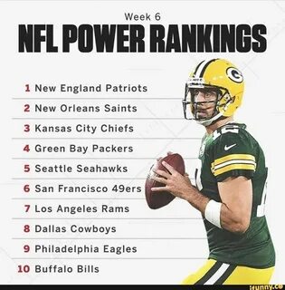 Week 6 Iifl Piiweii Rankings New England Patriots New Orleans Saints Kansas...