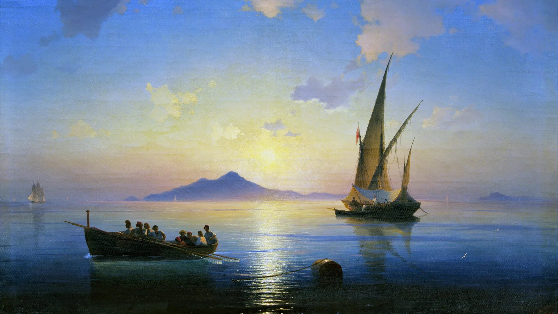Картины природы айвазовского. Неаполитанский залив Айвазовский. Айвазовский Неаполитанский залив 1841 подлинник.