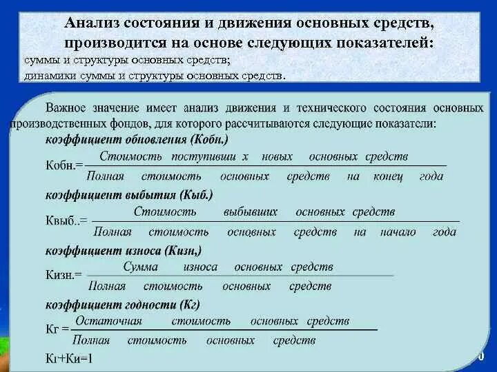 Анализ движения и состояния основных производственных фондов. Анализ состояния и движения основных средств предприятия. Показатели состояния и движения основных фондов формулы. Анализ состава и структуры основных фондов. Состояние основных фондов характеризуют