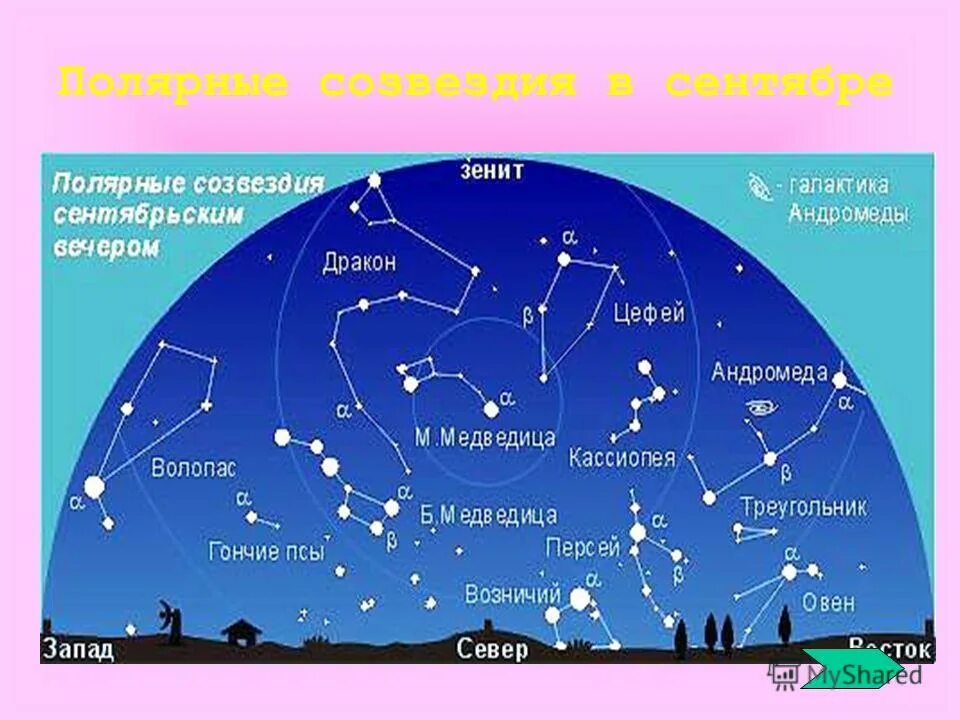 Созвездие октябрьское. Полярная Созвездие. Полярная звезда на карте созвездий. Созвездия сентября. Созвездия рядом с полярной звездой.