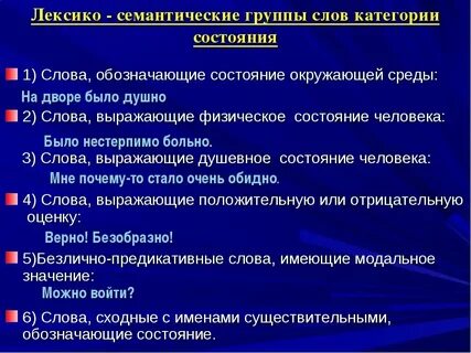 Лексико грамматическая группа слов