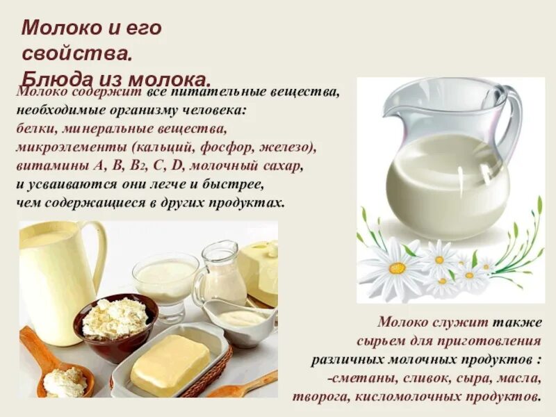 Используют для приготовления молочных. Рецепты молочных изделий. молоко и молочные продукты презентация. блюда из молока. презентация на тему молоко.