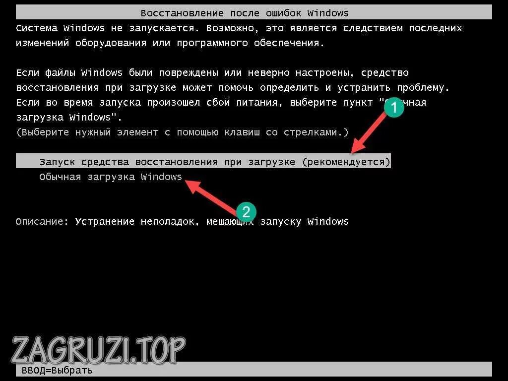 Запуск Windows. Восстановление ошибок Windows. Восстановление после ошибок Windows. Восстановление запуска Windows.