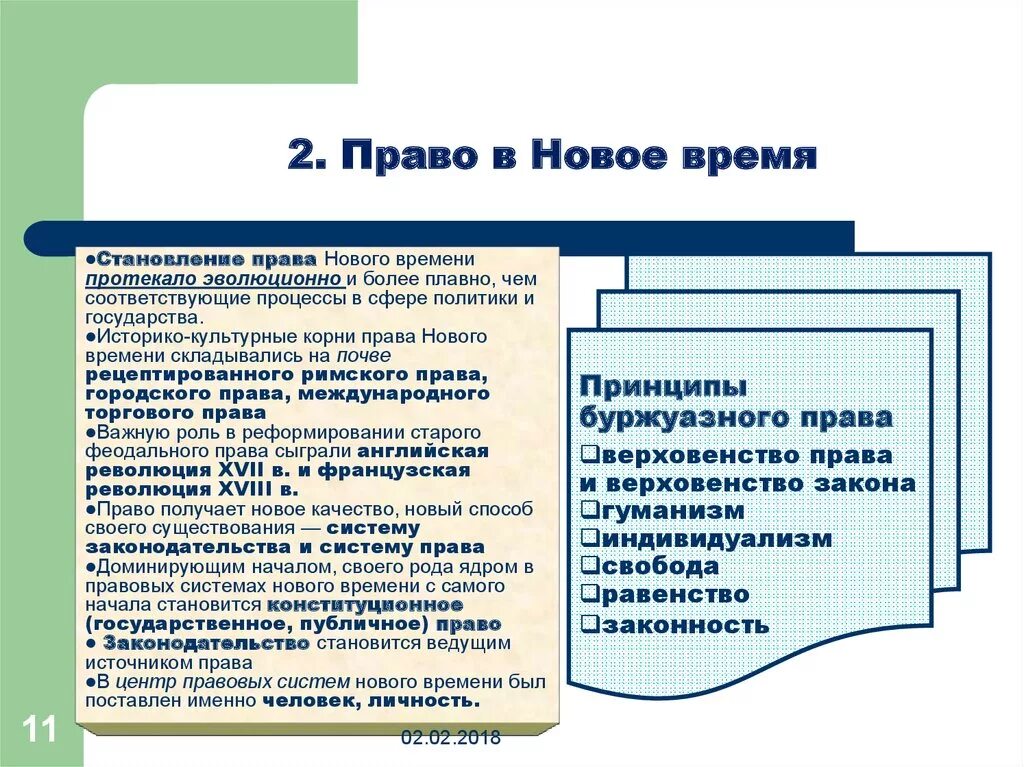 Правовые системы нового времени